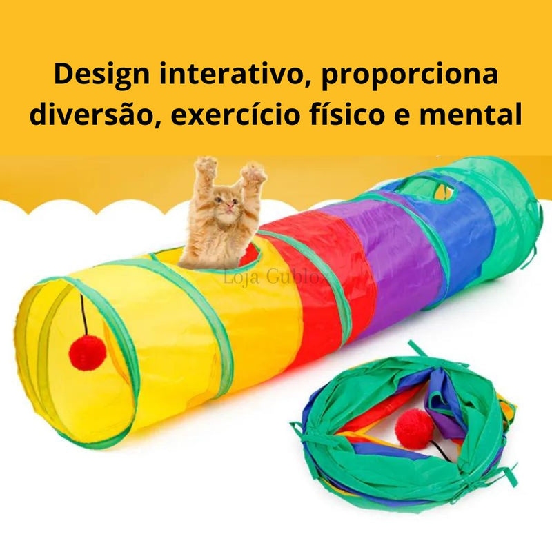 Brinquedo Túnel Colorido Dobrável para Gatos